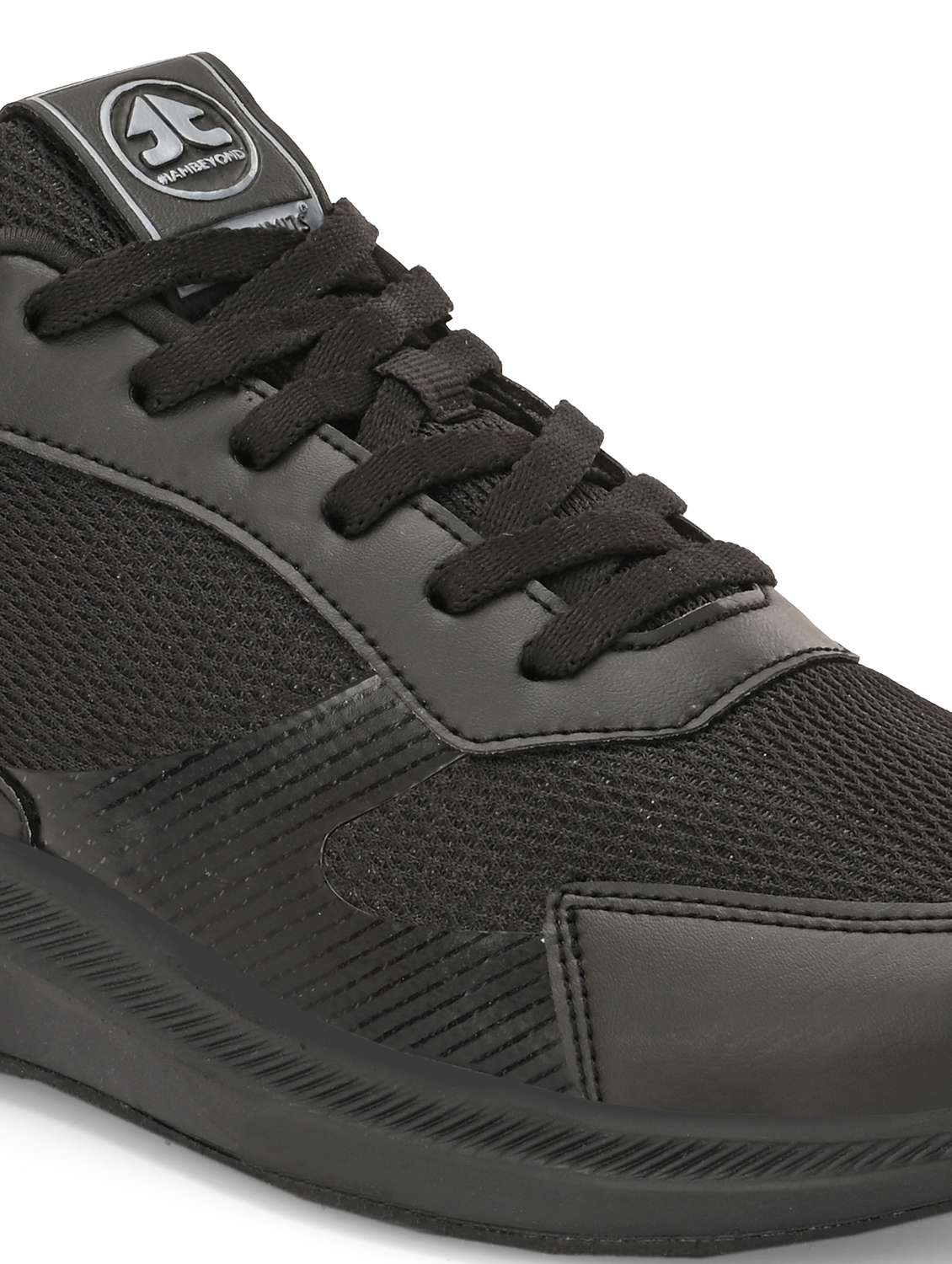 black synthetic & mesh laceup sports shoes - 22020369 -  Standard Image - 5