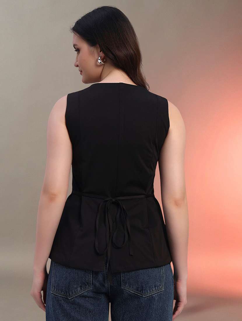 women black solid sleeveless top - 22020384 - Standard Image - 3