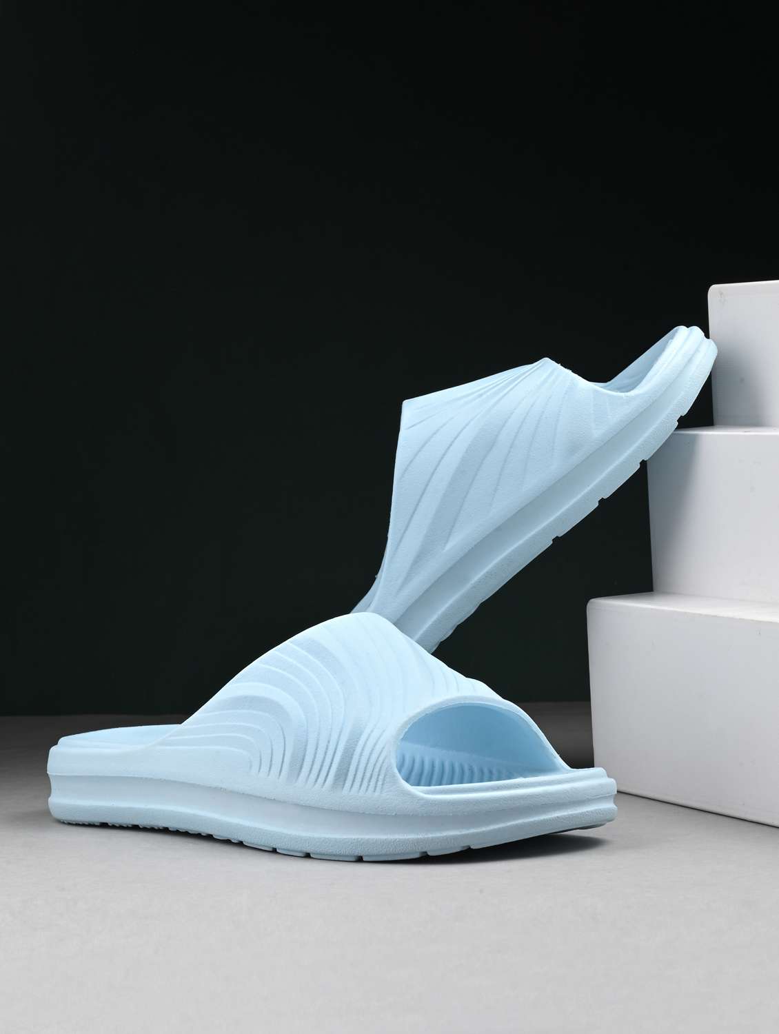 men open toe slip on slider