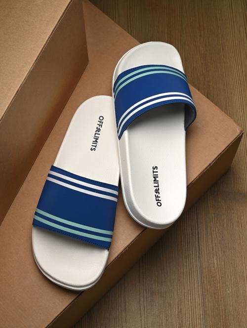 men striped open toe slider - 22020440 - Standard Image - 0