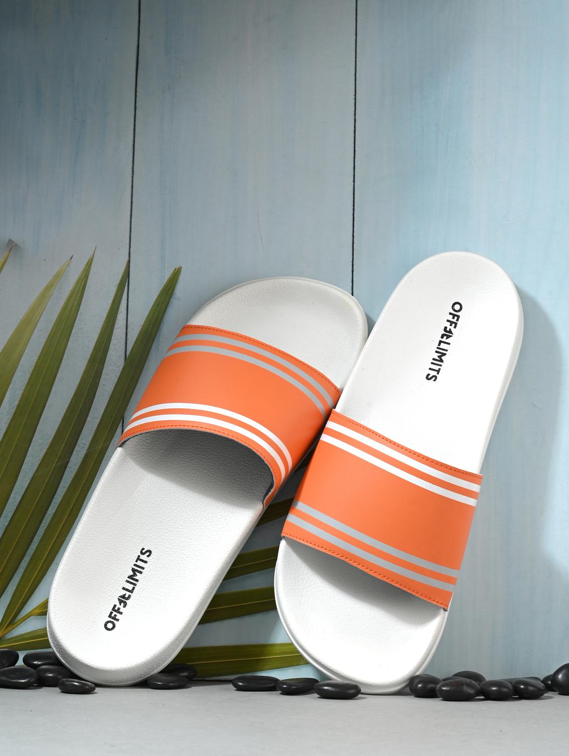 men striped open toe slider - 22020441 -  Zoom Image - 0