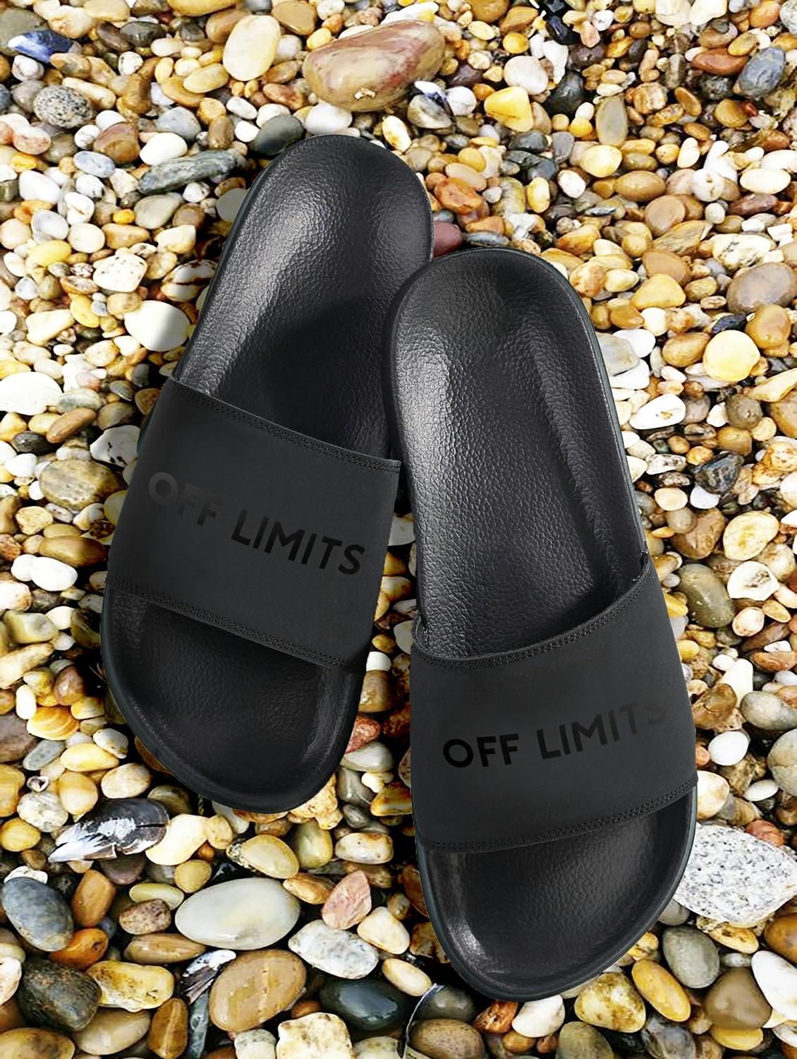 men typographic open toe slider
