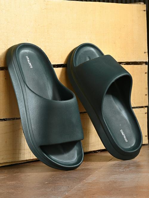 men solid open toe slider - 22020456 - Standard Image - 0