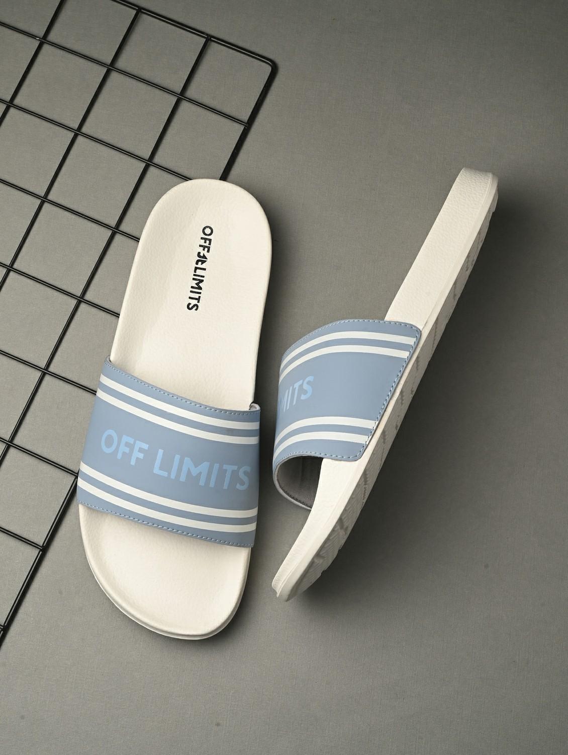 men striped open toe slider - 22020458 -  Zoom Image - 0