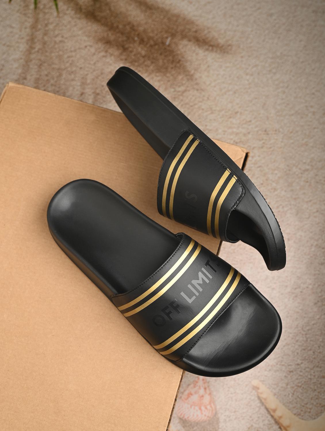 men striped open toe slider - 22020460 -  Zoom Image - 0