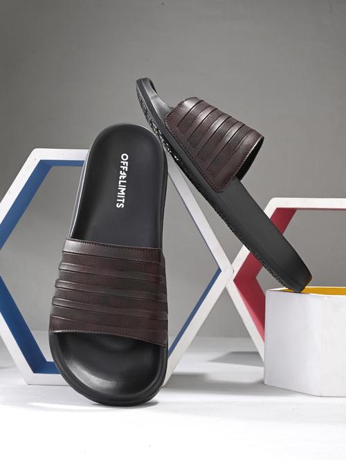 men textured open toe slider - 22020467 - Standard Image - 0
