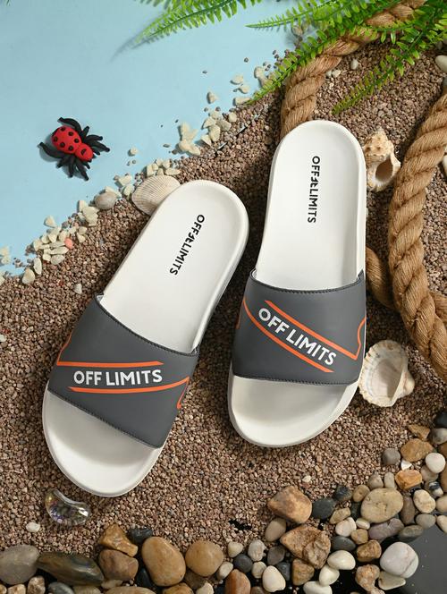 men printed slip on slider - 22020484 - Standard Image - 0