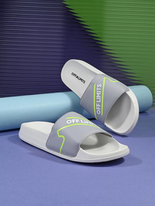 men printed slip on slider - 22020486 - Standard Image - 0