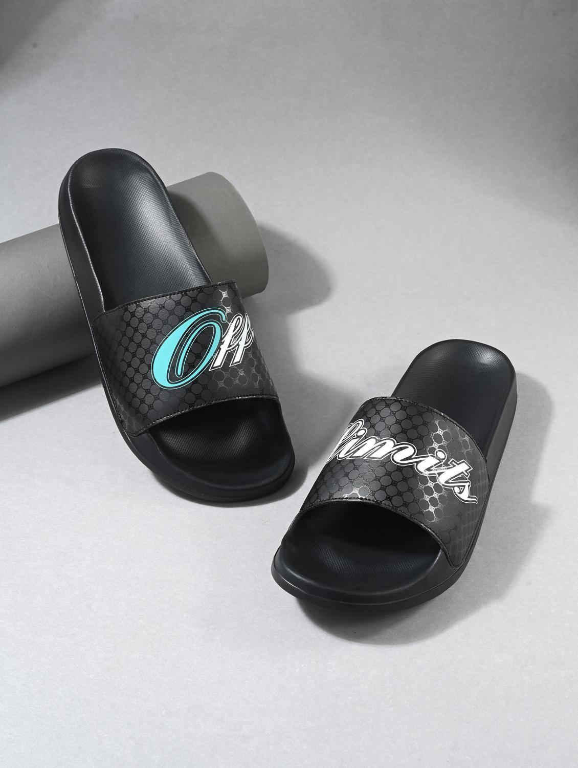 men printed slip on slider