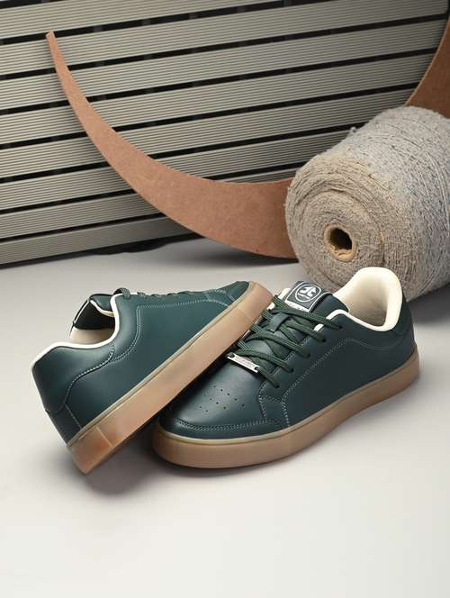 men bottle green lace up sneaker - 22020520 - Standard Image - 0