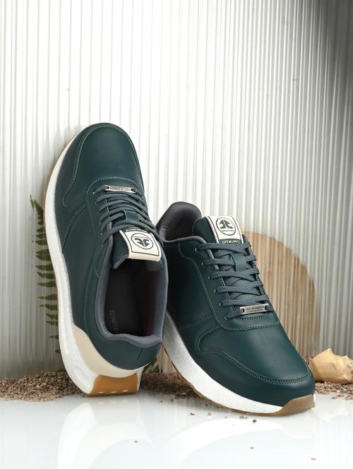 men solid bottle green lace up shoe - 22020553 -  Standard Image - 0