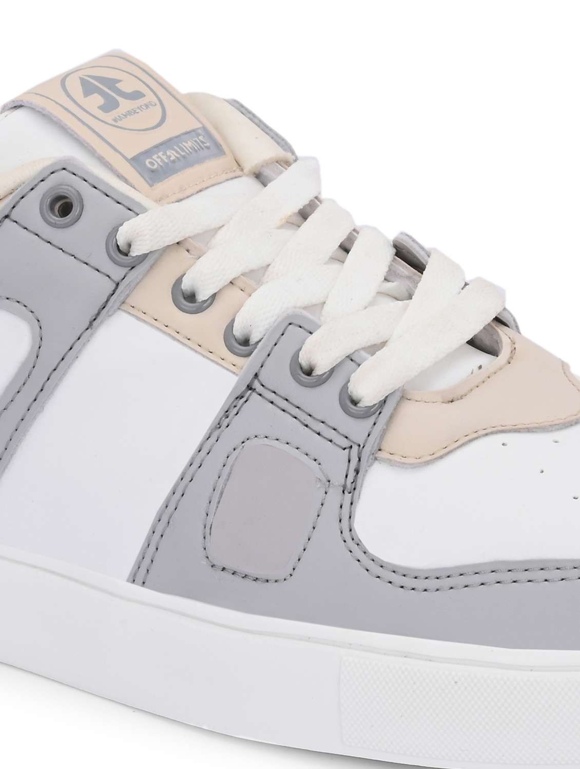 men solid white lace up sneaker - 22020555 -  Standard Image - 5