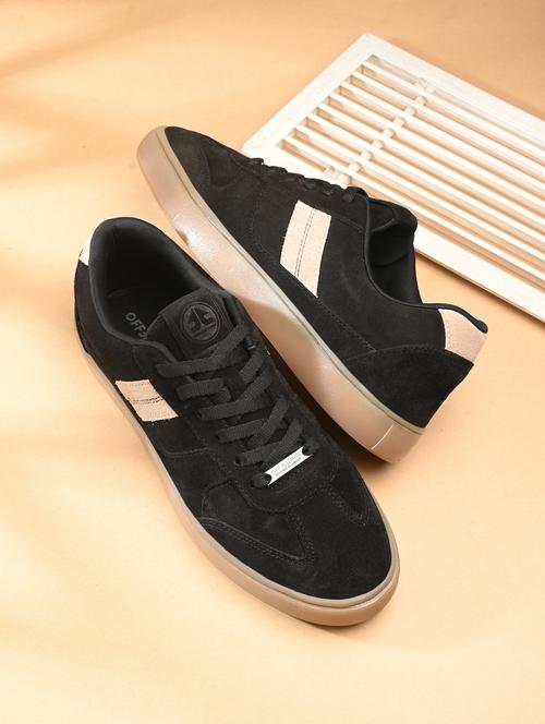 men solid black lace up sneaker - 22020566 -  Standard Image - 0