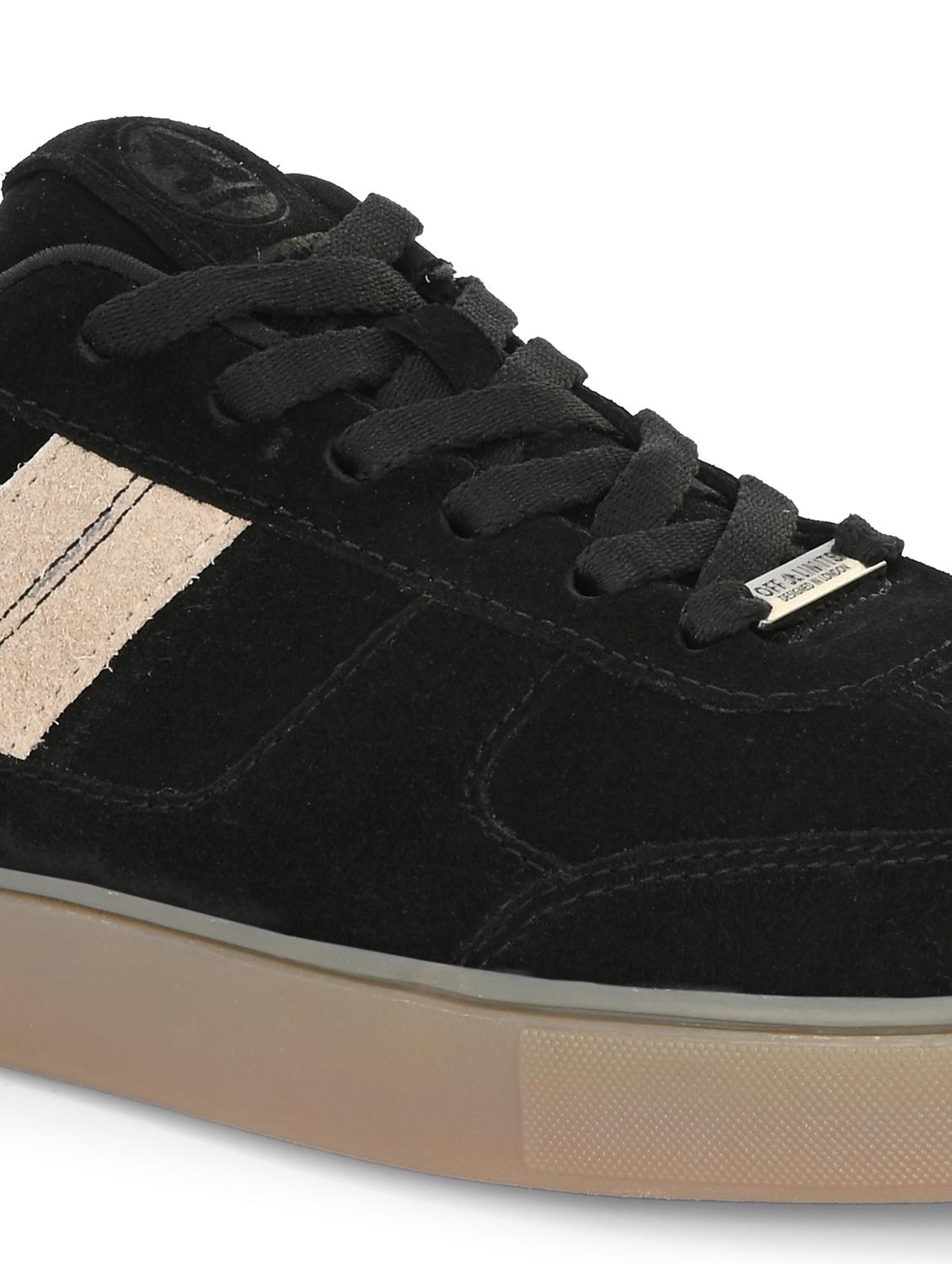 men solid black lace up sneaker - 22020566 - Standard Image - 5