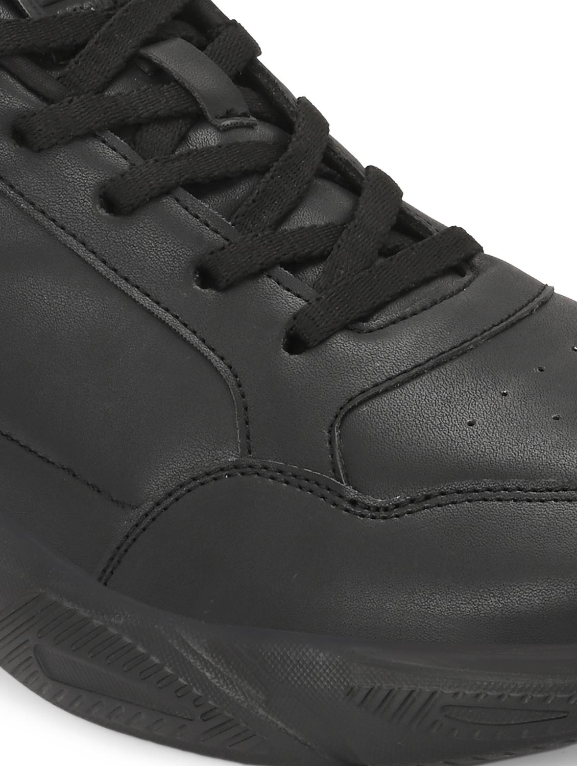 men solid black lace up shoe - 22020572 - Standard Image - 5
