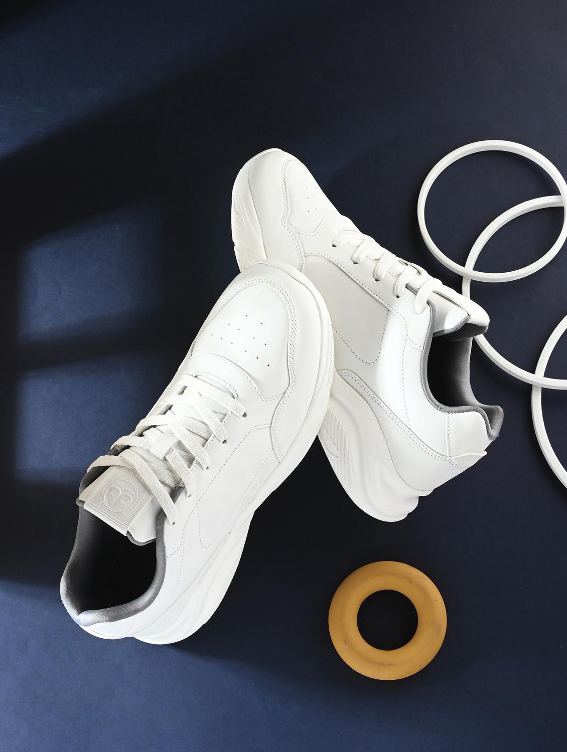 men solid white lace up shoe