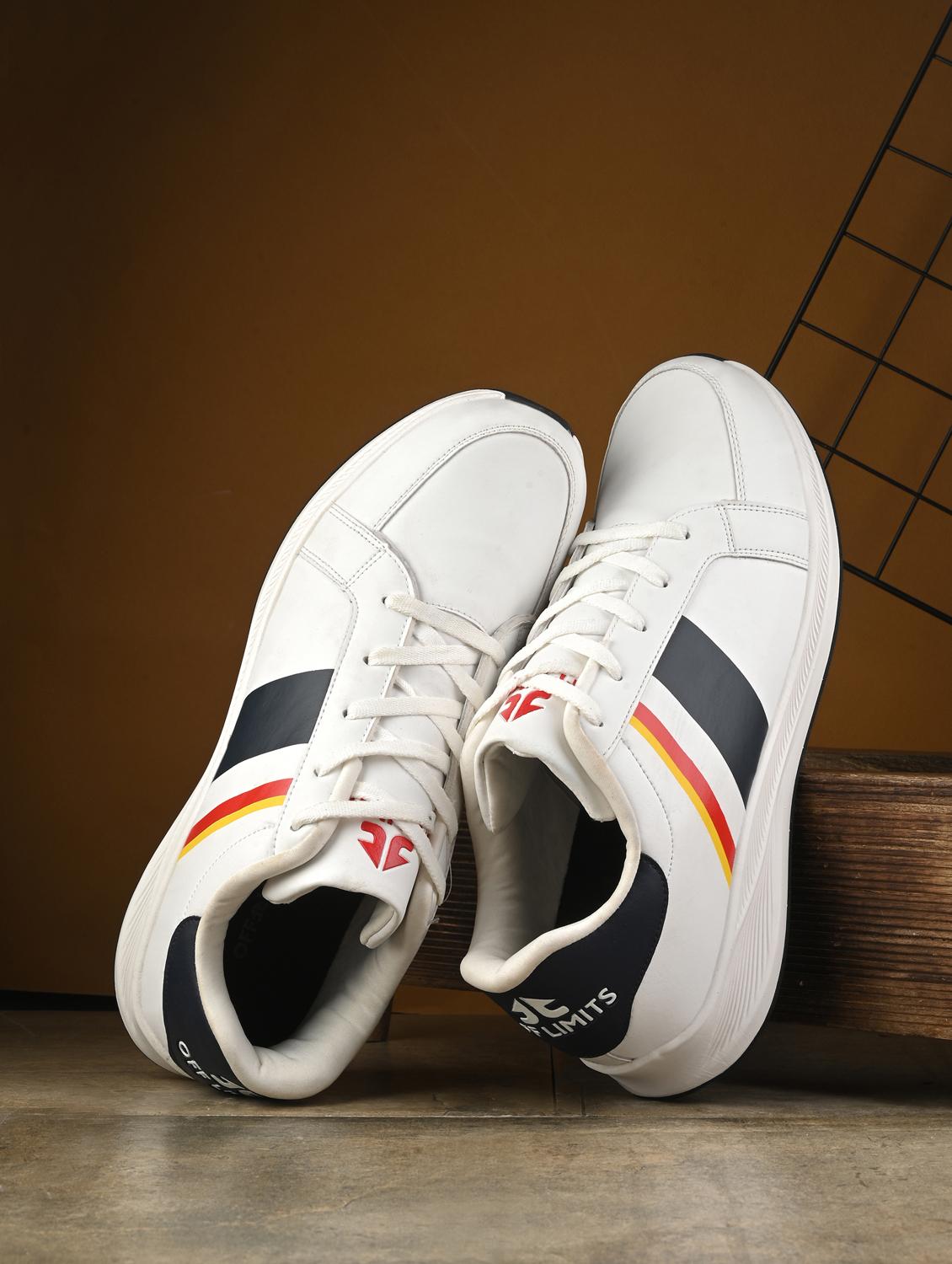 men solid white lace up shoe