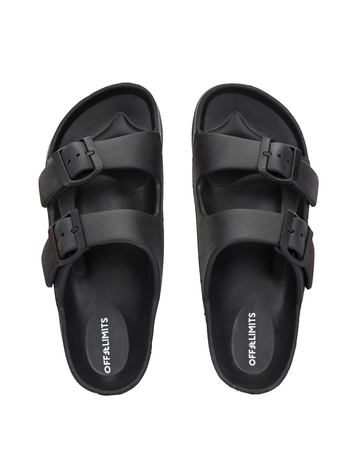 women black solid slip on slides - 22020586 - Standard Image - 3