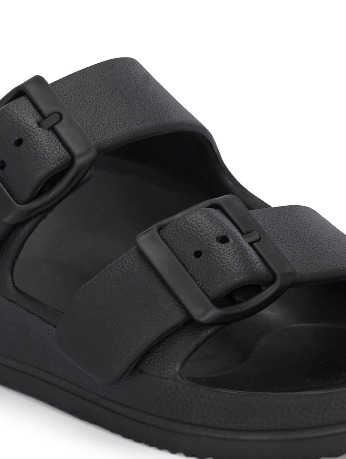 women black solid slip on slides - 22020586 - Standard Image - 5