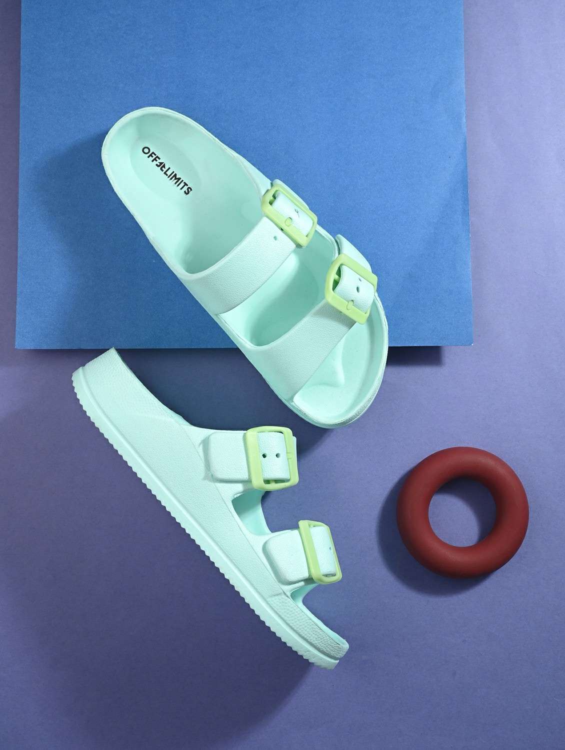 women solid slip on slides 