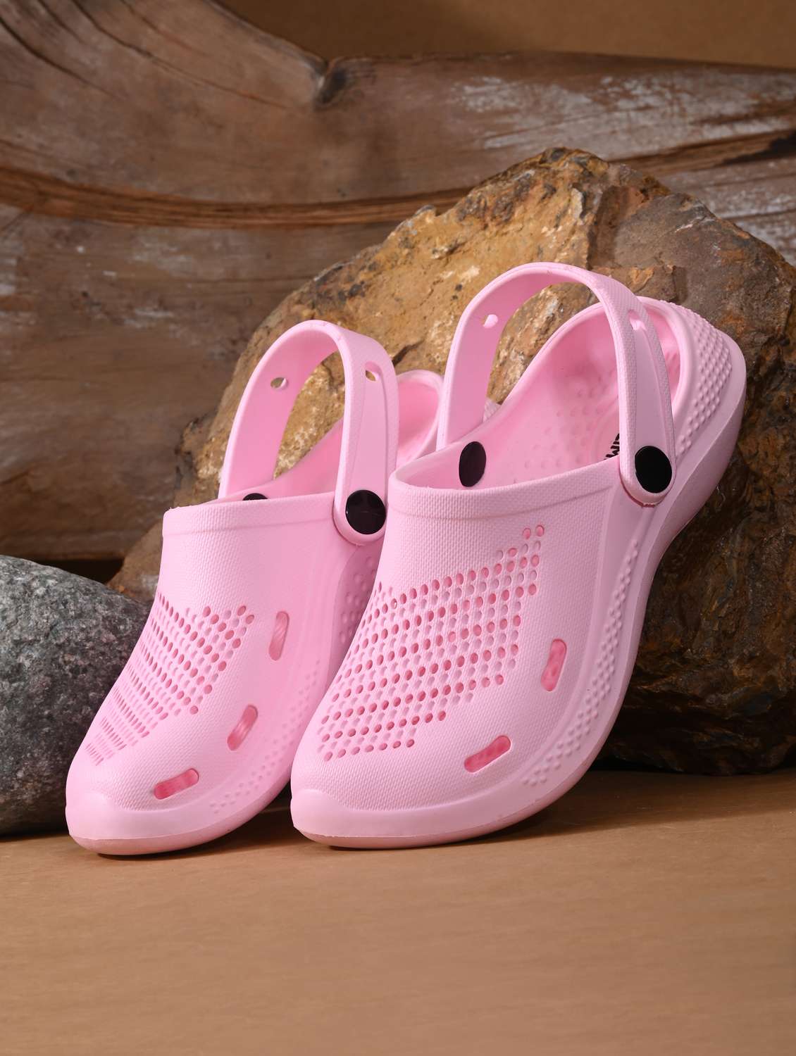 women pink solid clogs