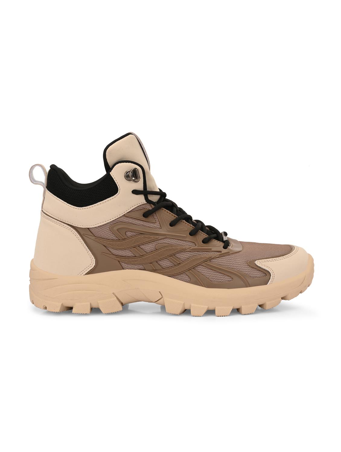 men solid beige high ankle shoe - 22020596 - Standard Image - 3