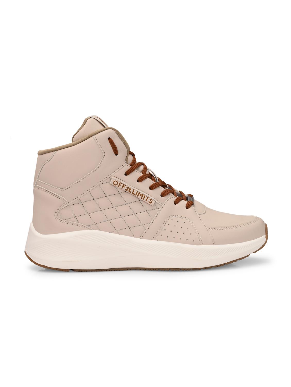 men solid beige laec up high ankle shoe - 22020635 - Standard Image - 3