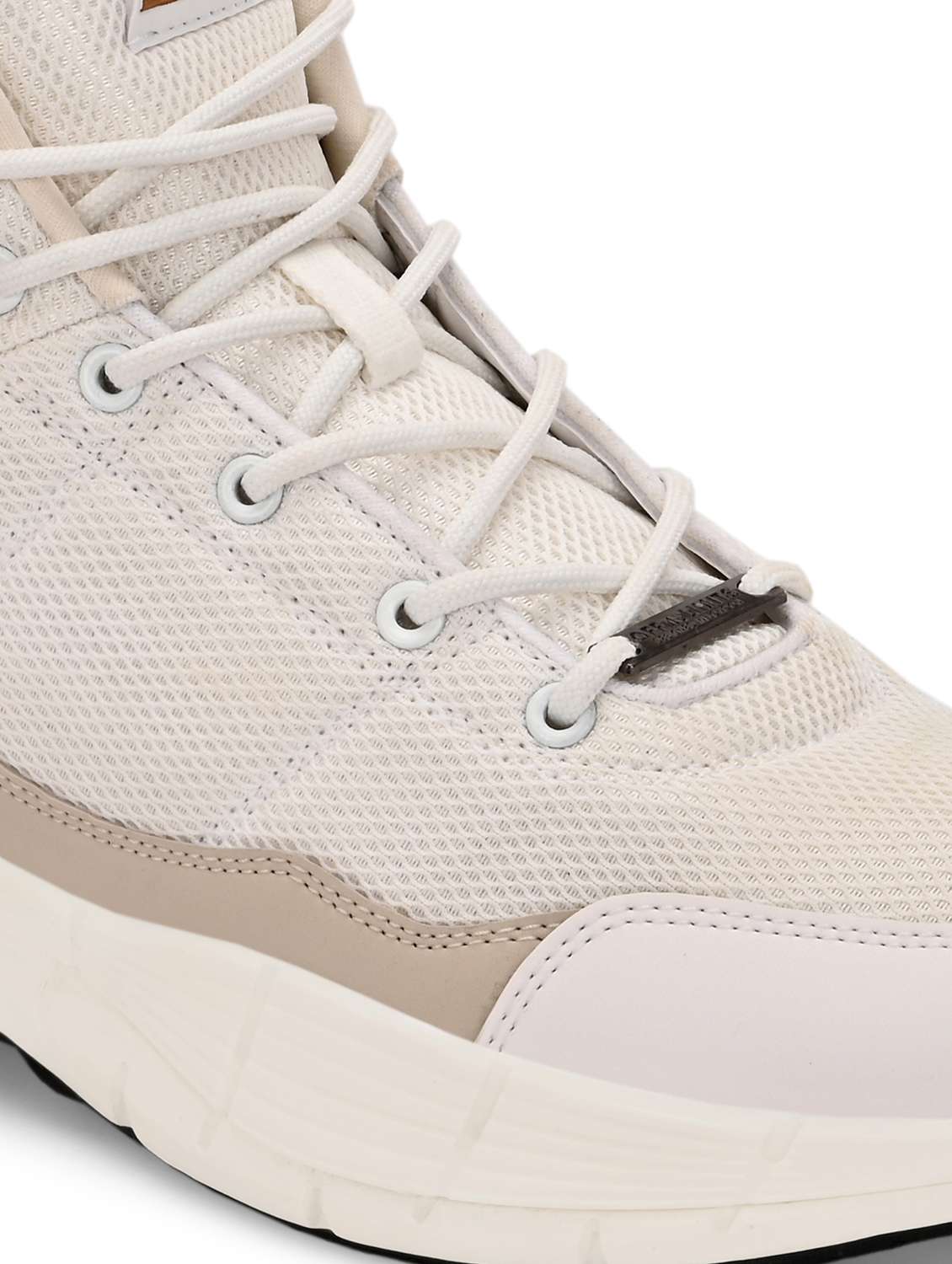 men solid cream lace up sport shoe - 22020649 -  Standard Image - 5