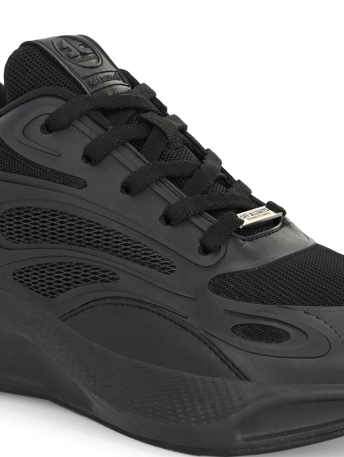 men solid lace up black sport shoe - 22020661 - Standard Image - 5
