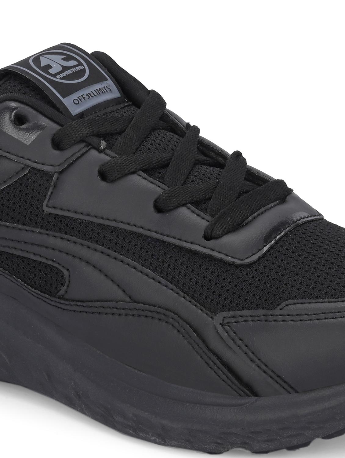 men solid lace up black sport shoe - 22020663 - Standard Image - 5
