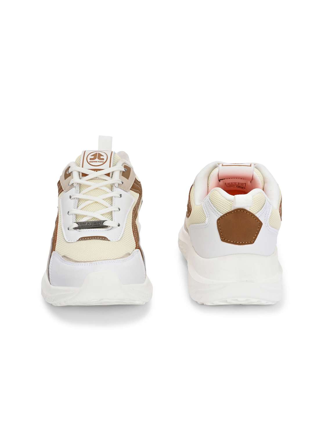 men solid cream lace up sport shoe - 22020666 - Standard Image - 3