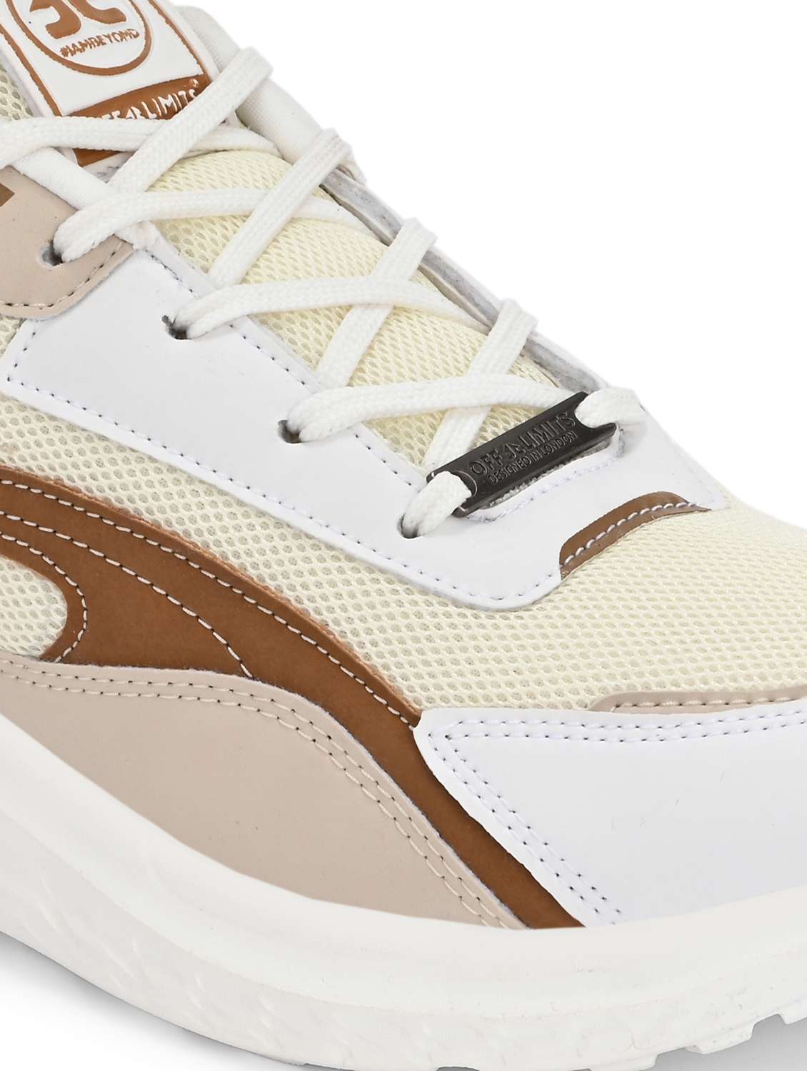 men solid cream lace up sport shoe - 22020666 - Standard Image - 5