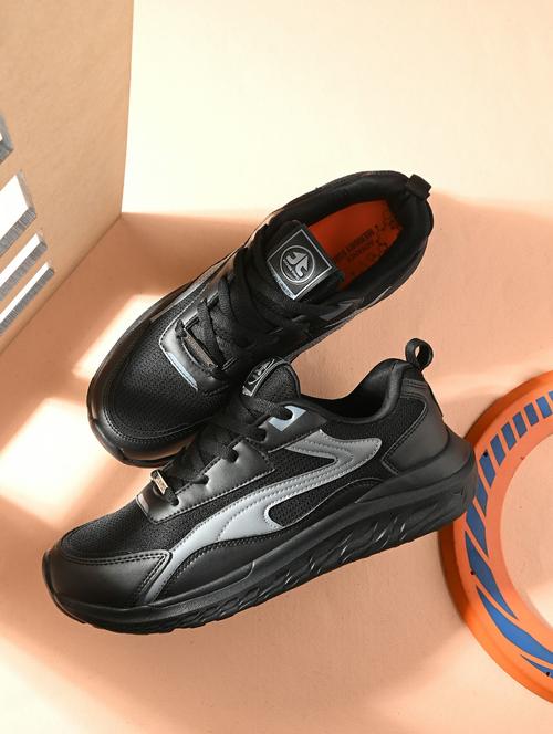 men solid black sport shoe - 22020667 - Standard Image - 0
