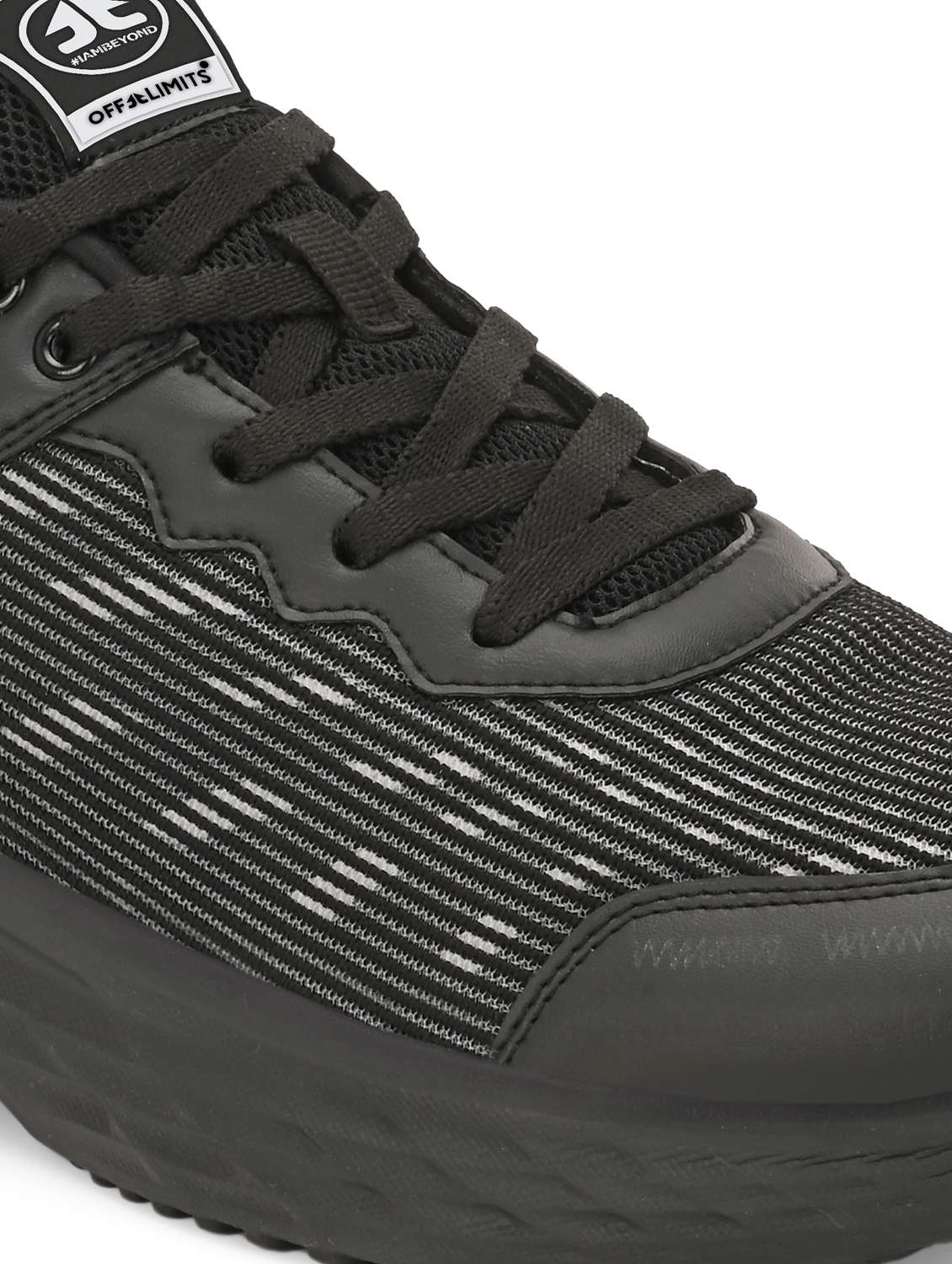 men solid lace up black sport shoe - 22020680 -  Standard Image - 5