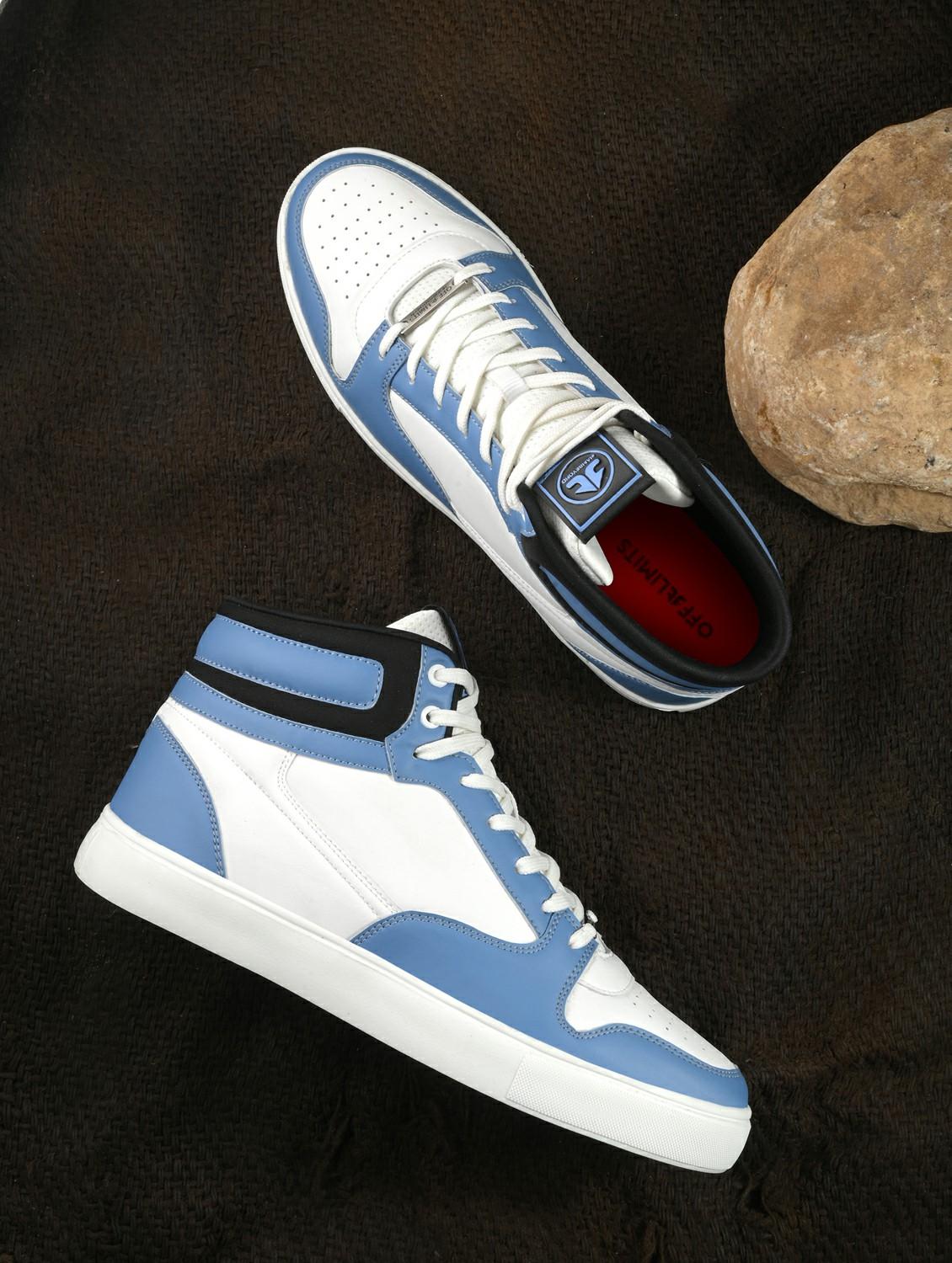 men blue color blocked lace up sneaker