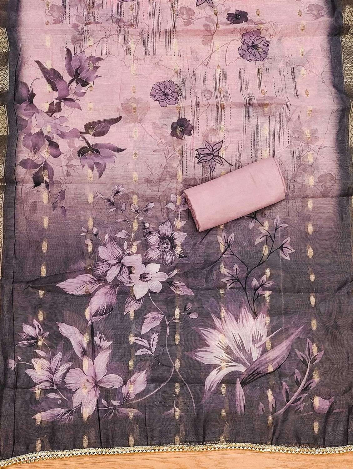 women solid with work embroidered unstitched suit set - 22020750 -  Standard Image - 3