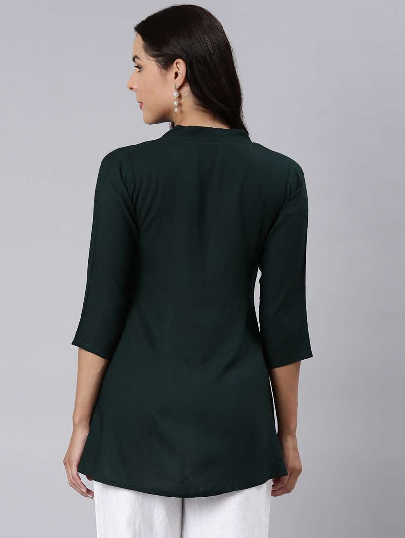 women solid three quarter sleeve a-line tunic - 22020901 - Standard Image - 3