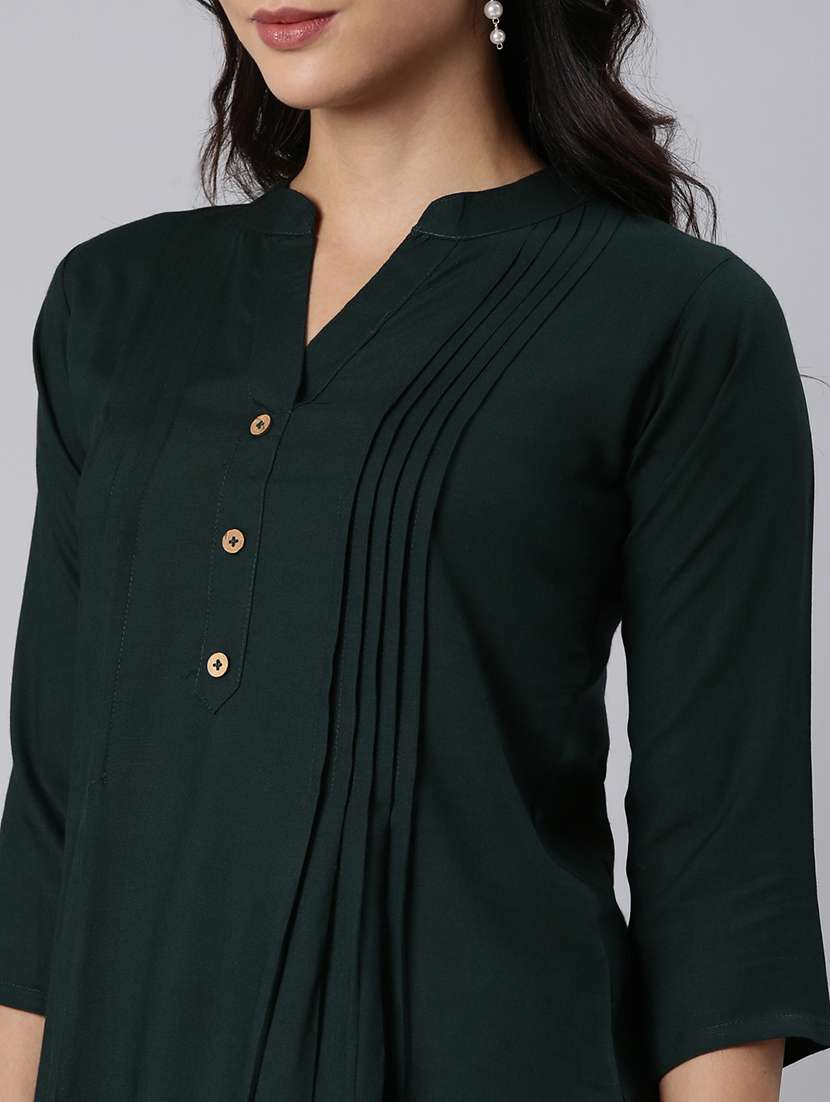 women solid three quarter sleeve a-line tunic - 22020901 - Standard Image - 5
