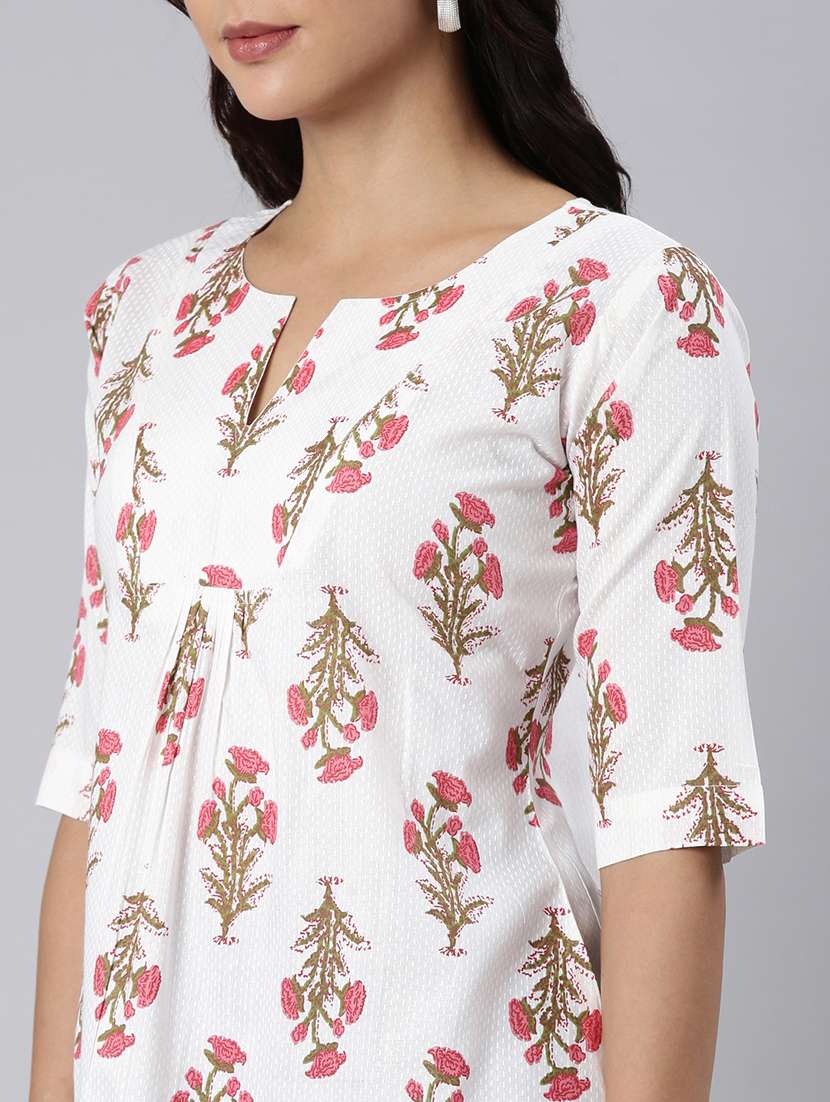 women printed notch neck collar a-line tunic - 22020911 - Standard Image - 5