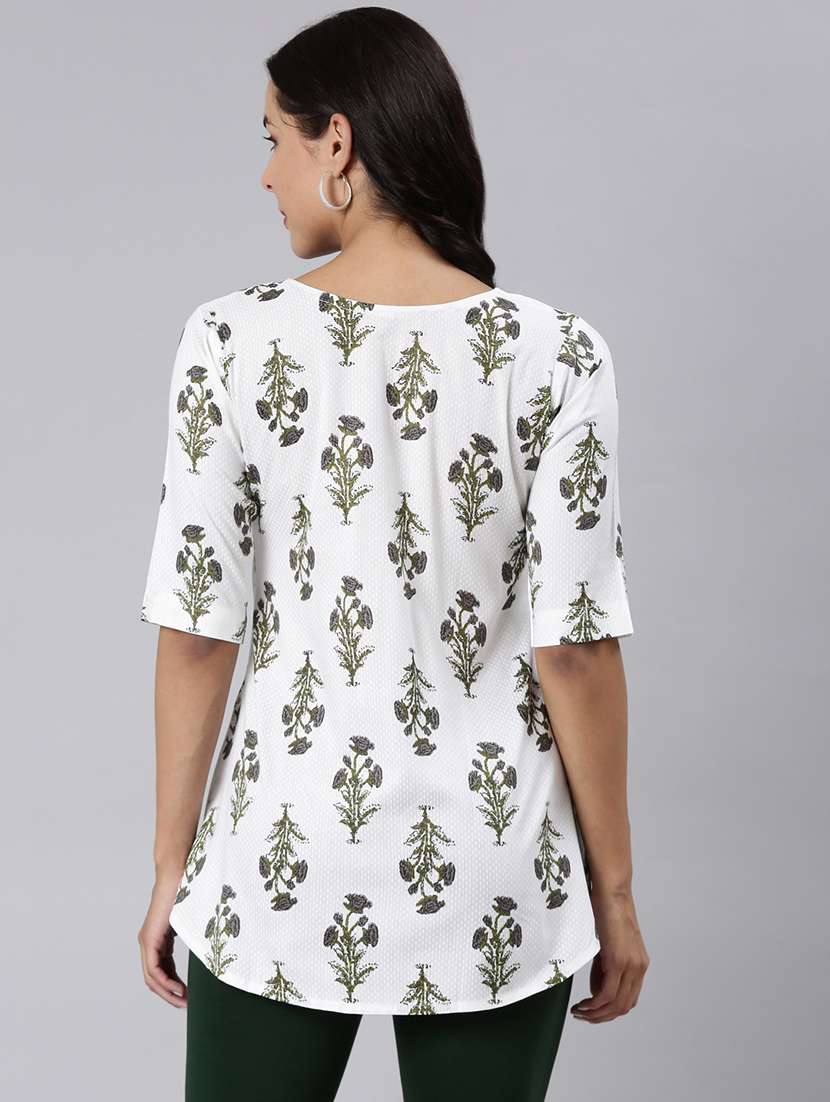 women printed notch neck collar a-line tunic - 22020912 -  Standard Image - 3