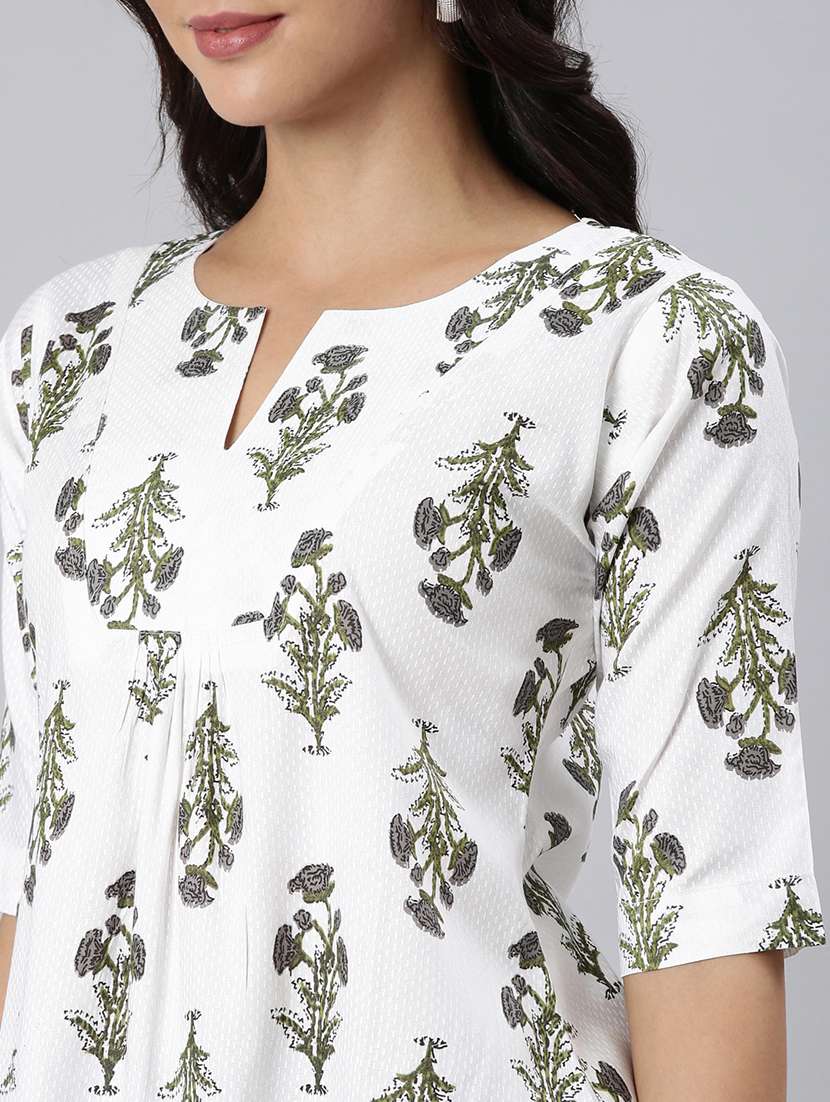 women printed notch neck collar a-line tunic - 22020912 -  Standard Image - 5