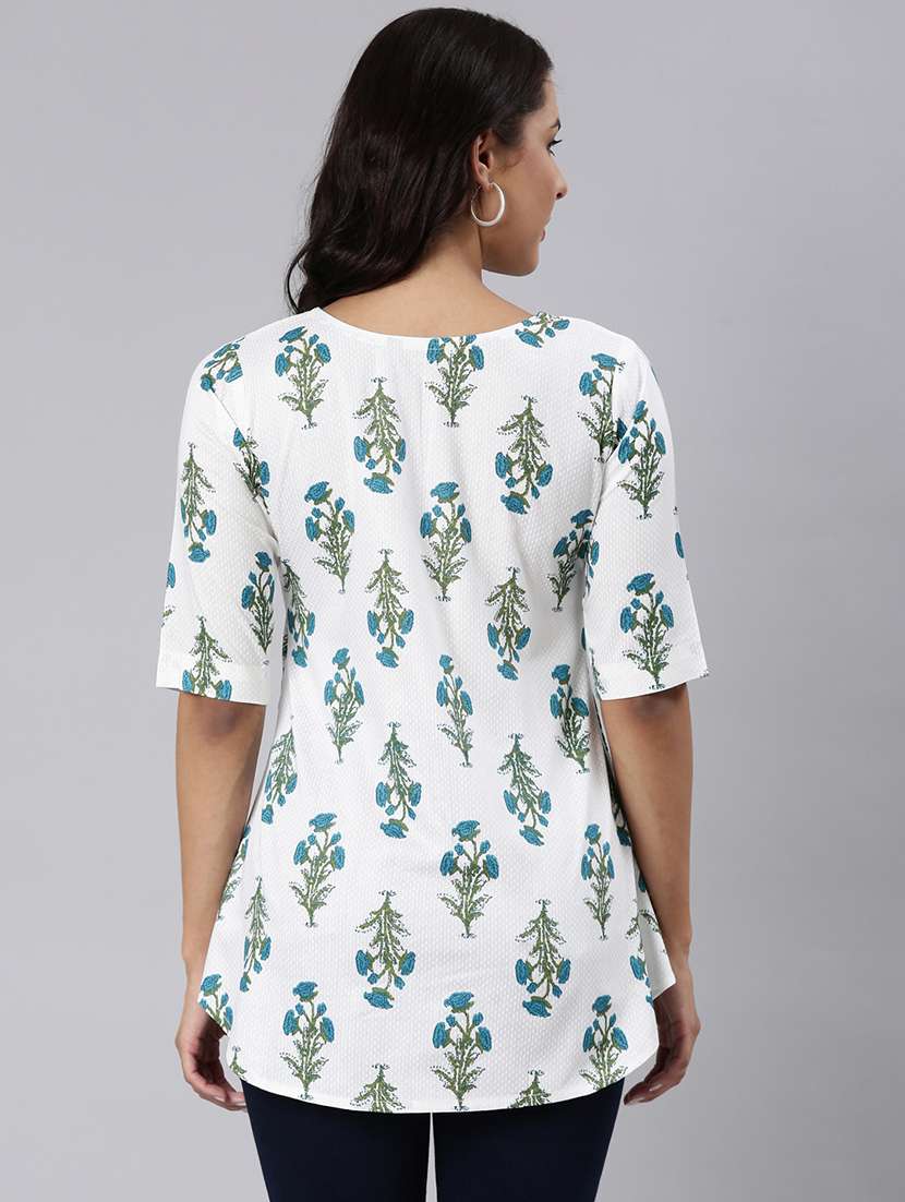 women printed notch neck collar a-line tunic - 22020913 - Standard Image - 3