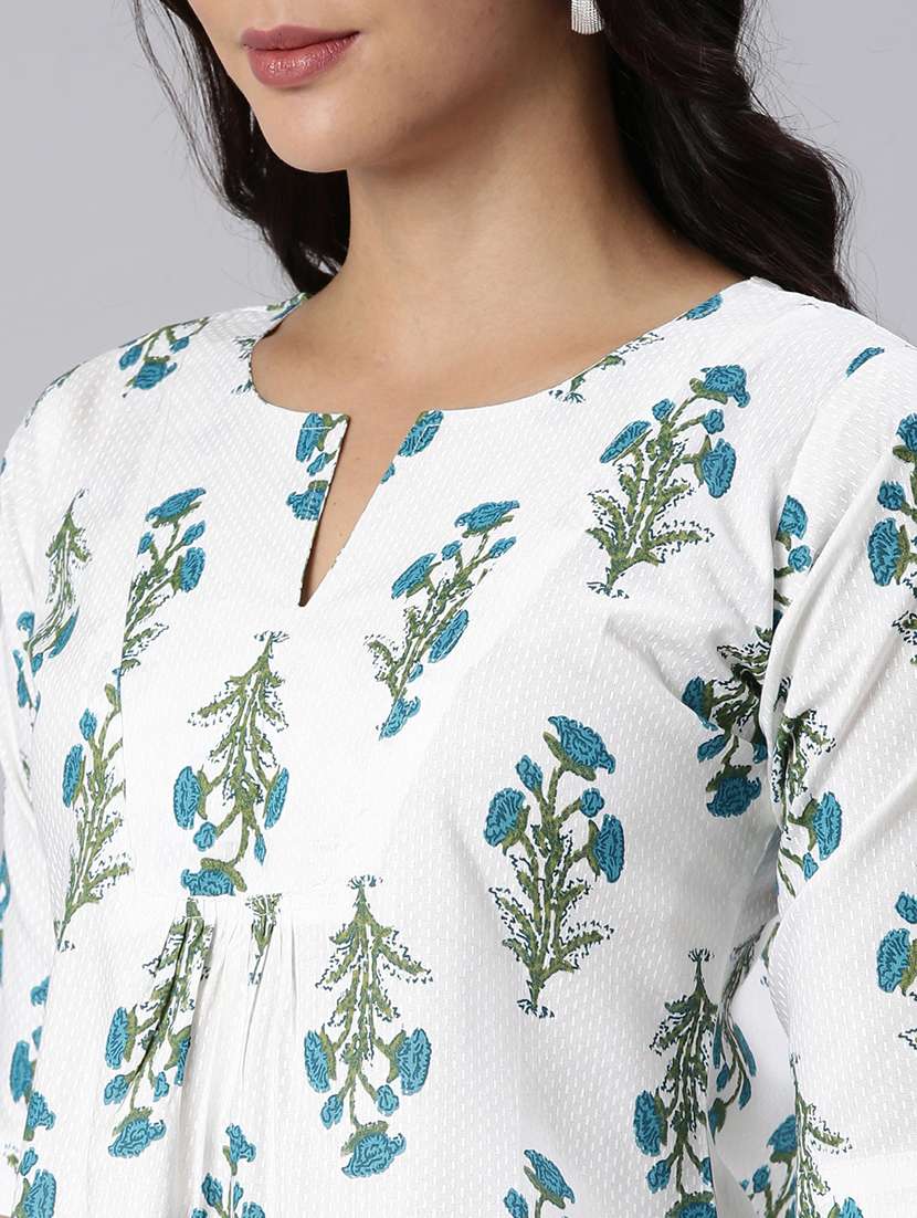 women printed notch neck collar a-line tunic - 22020913 - Standard Image - 5