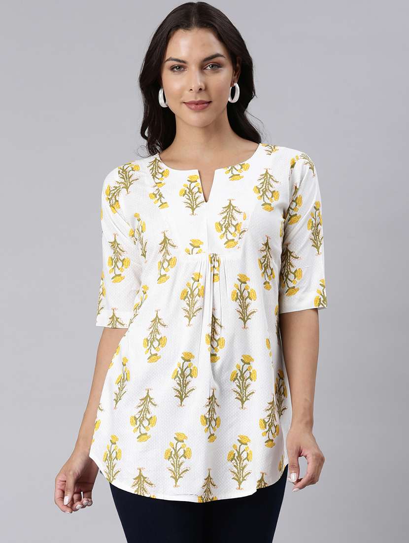 white cotton aline tunic - 22020914 - Zoom Image - 0