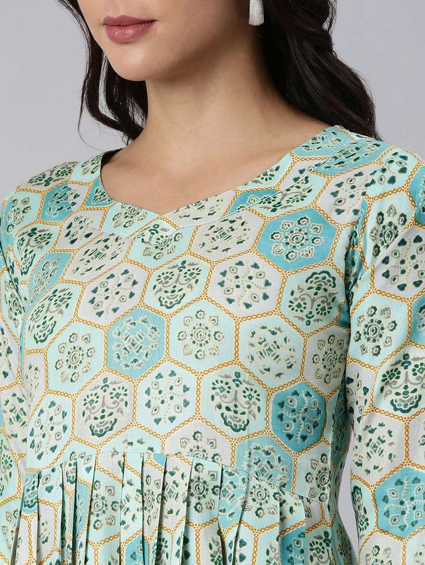 women printed three quarter sleeve asymmetric tunic - 22020915 - Standard Image - 5