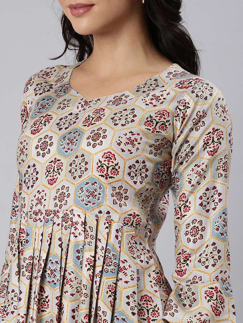 women printed three quarter sleeve asymmetric tunic - 22020917 - Standard Image - 5