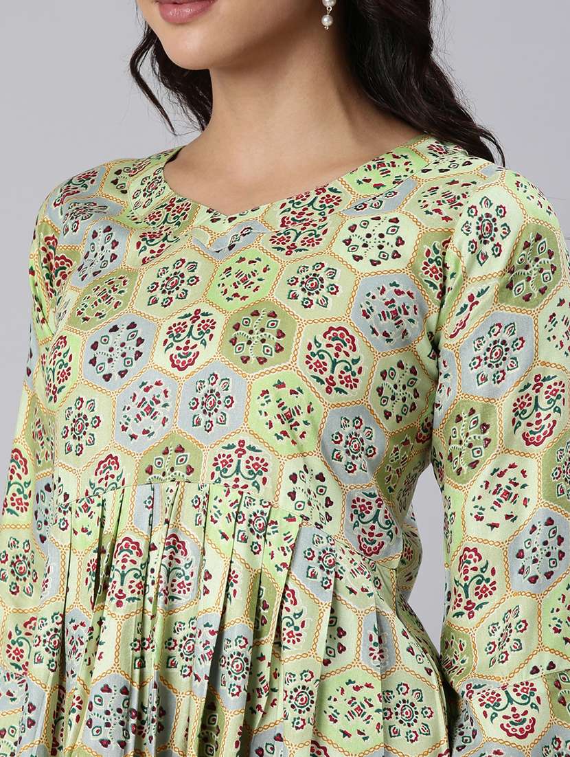 women printed three quarter sleeve asymmetric tunic - 22020918 -  Standard Image - 5