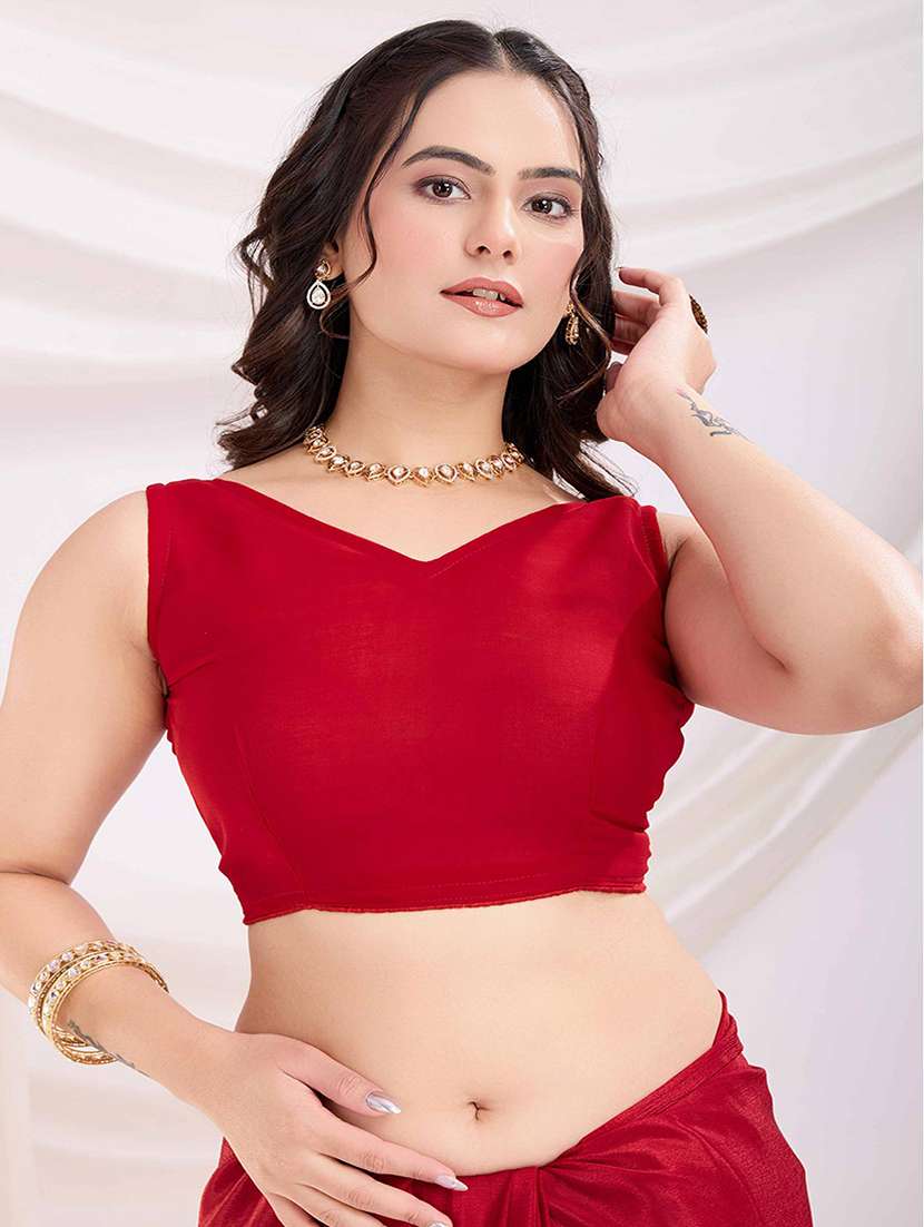 women solid with work embroidered saree with blouse - 22021301 - Standard Image - 5