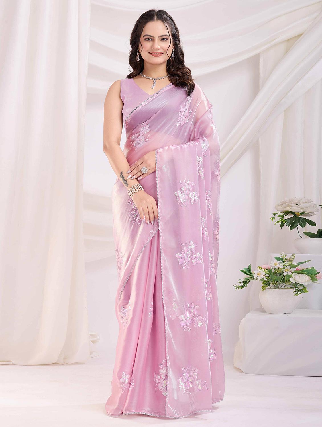 women floral embroidered saree with blouse - 22021308 -  Zoom Image - 0