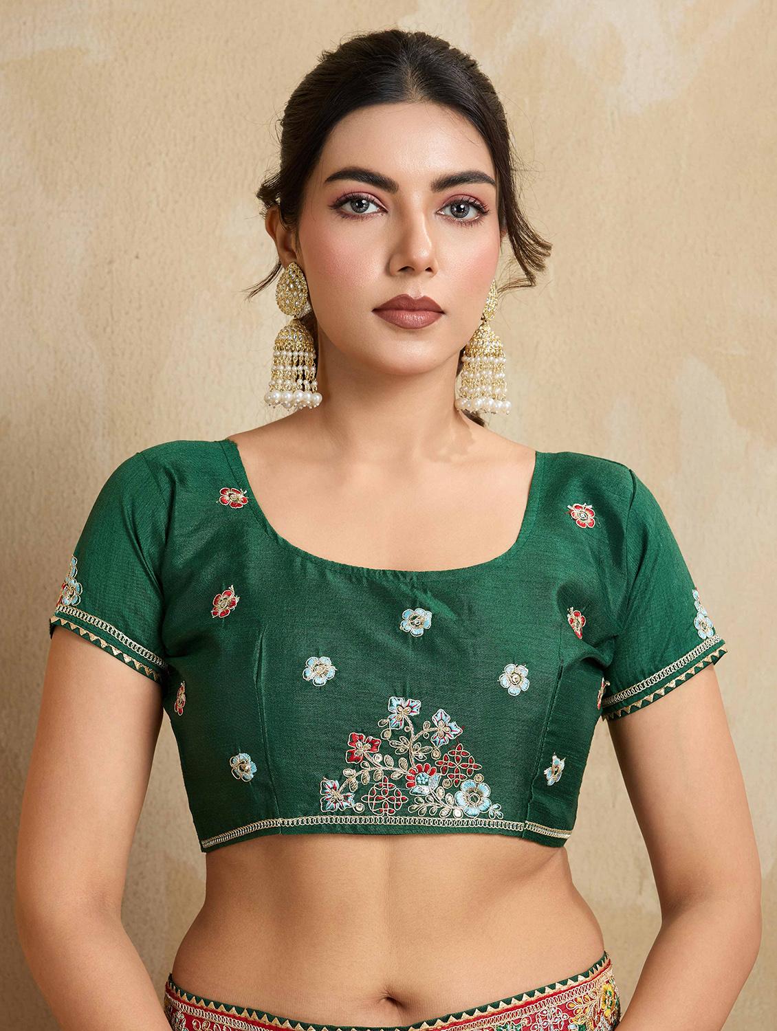 women solid with work embroidered saree with blouse - 22021333 - Standard Image - 5